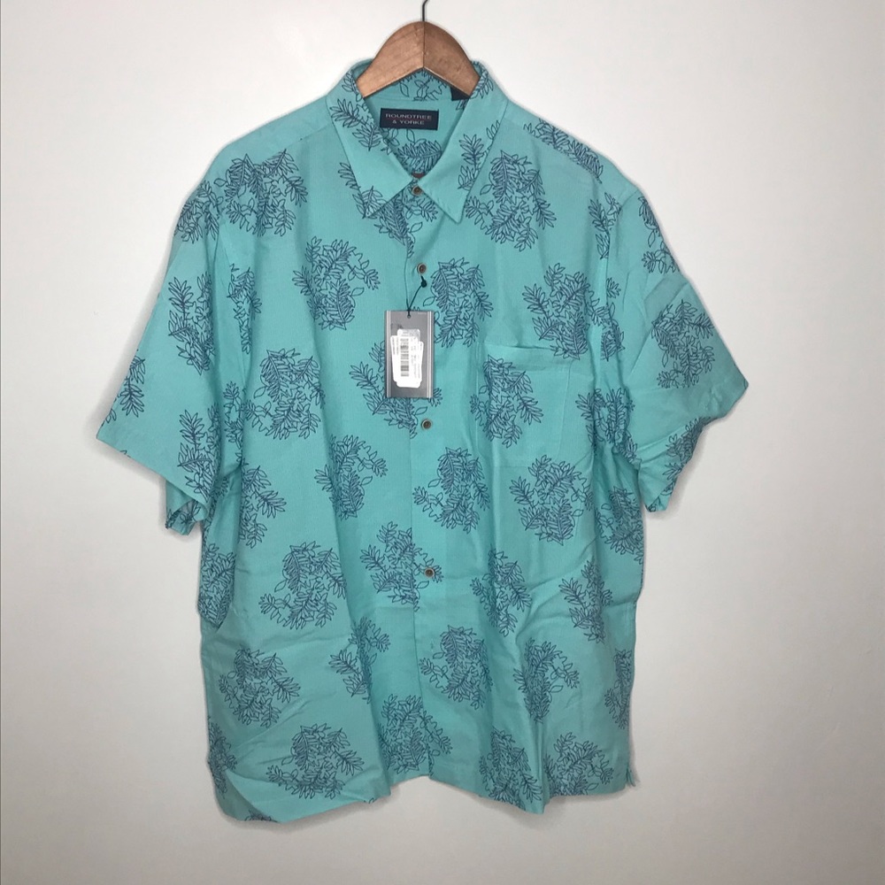 Roundtree & Yorke fern leaf button modal shirt